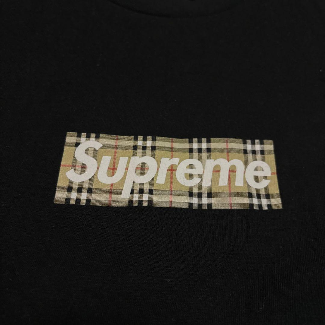 引*読様 Supreme Burberry Box Logo Tee Black