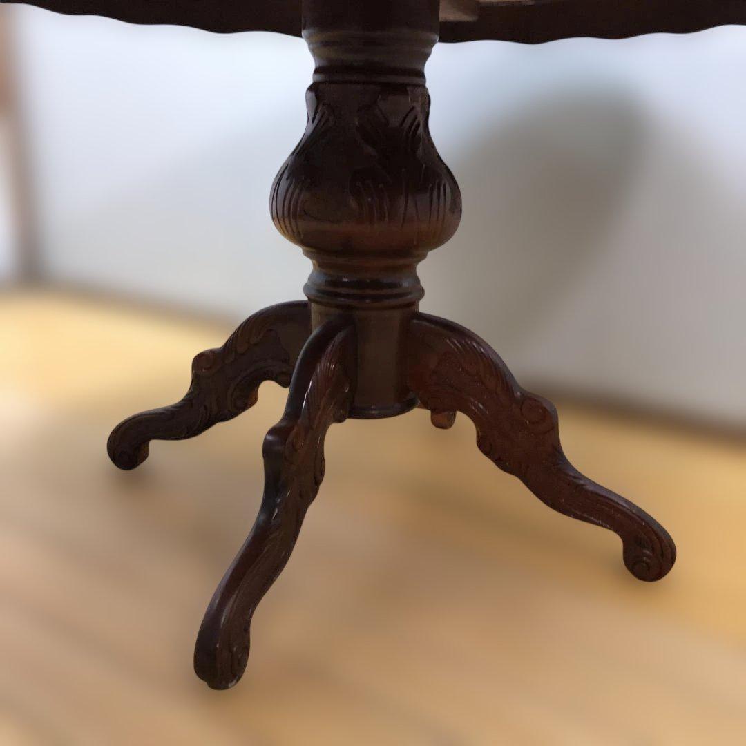 送料無料 ヨーロピアン調 象嵌装飾 丸テーブル ダイニングテーブル251127