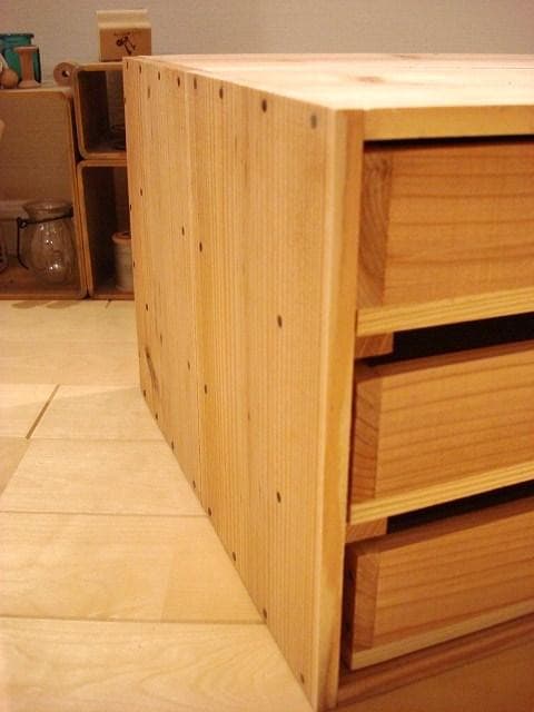 ★送料無料★サイズ変更可能A2丸穴3段引き出し/無垢材木製書類ケースオーダー可能