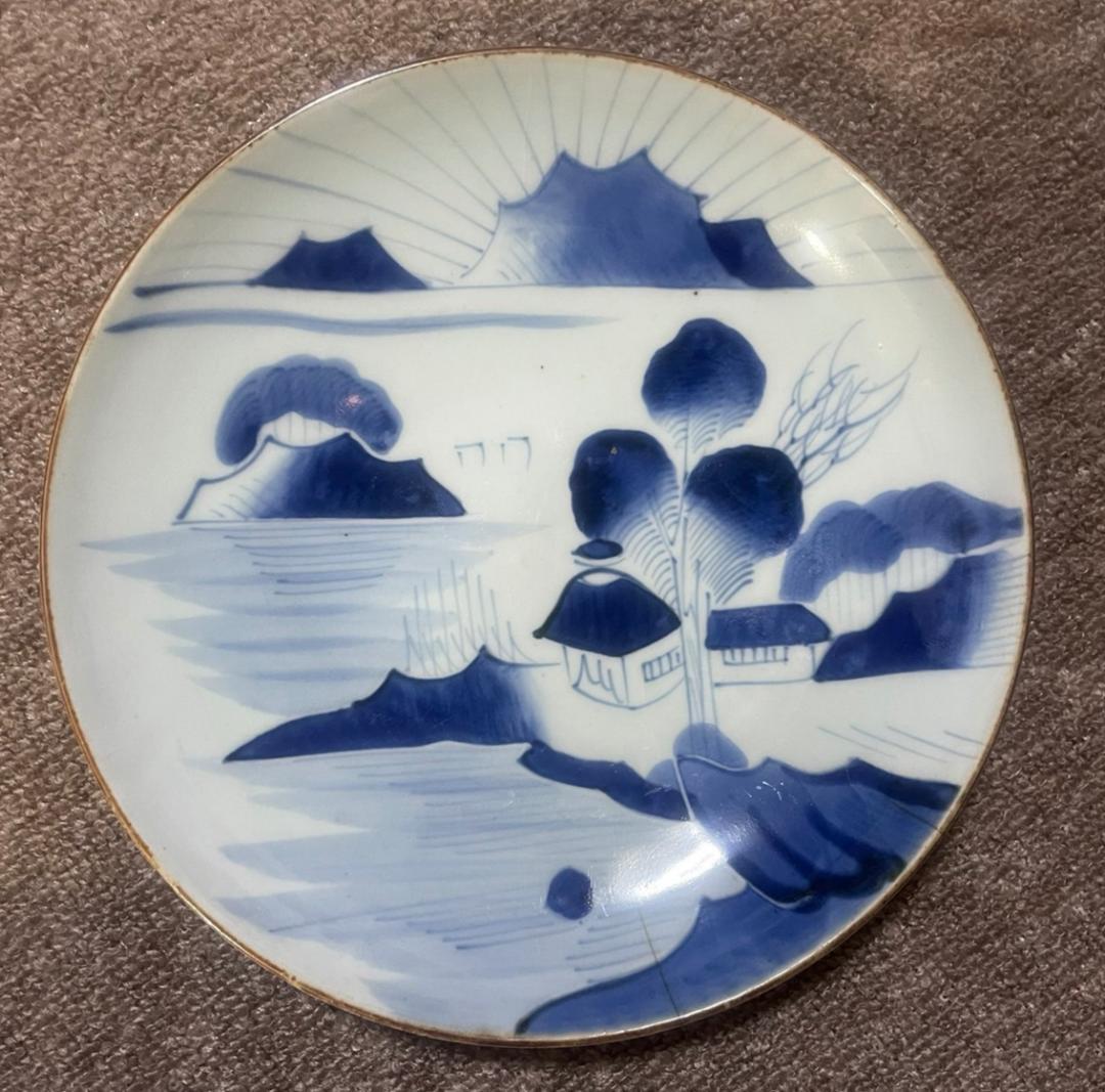 古伊万里山水文染付皿 Koimari 江戸時代　磁器