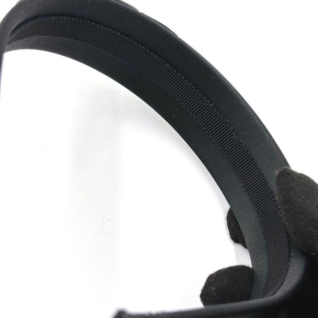 極美品フェラガモ ヴァラリボン サテン ラインストーン カチューシャ ブラック