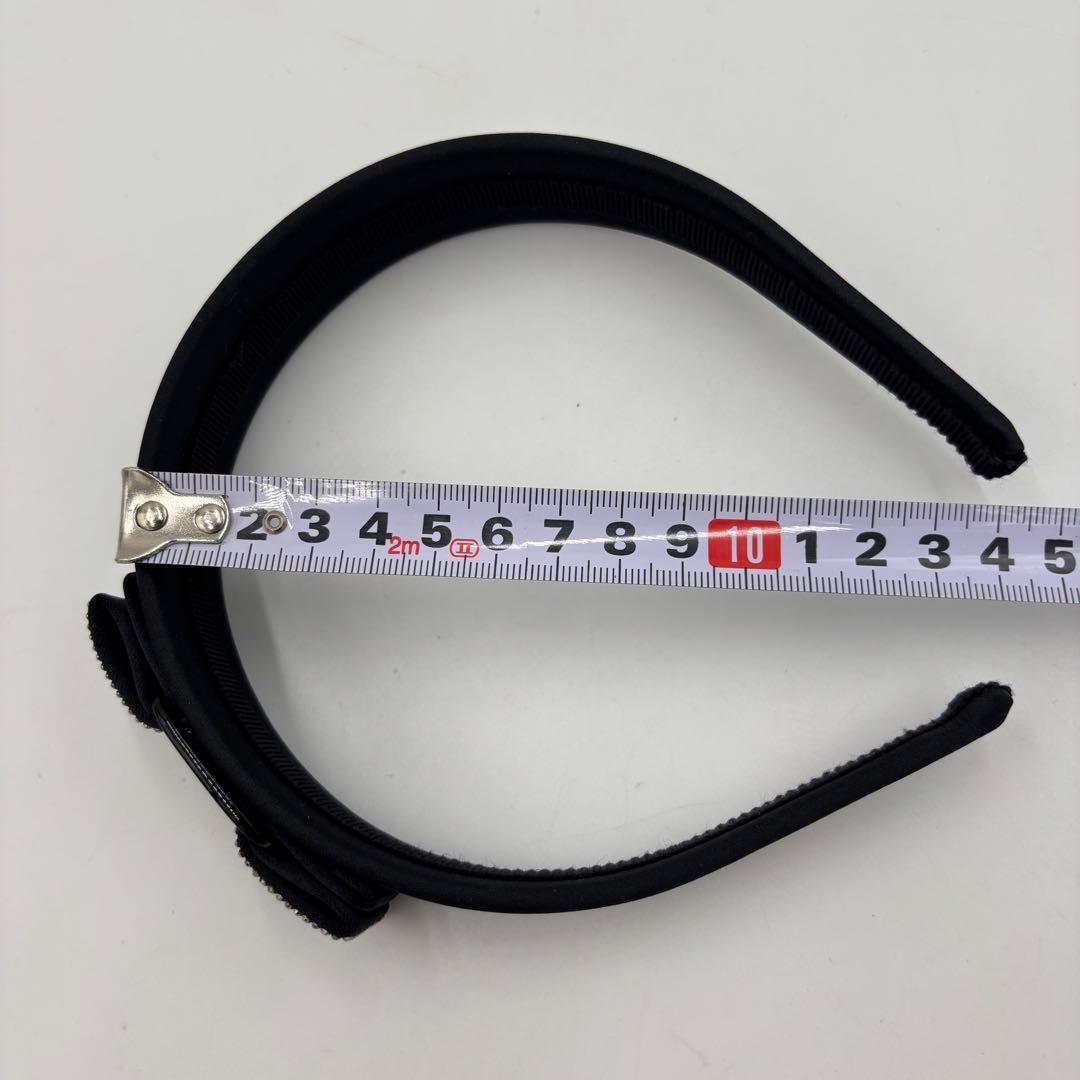 極美品フェラガモ ヴァラリボン サテン ラインストーン カチューシャ ブラック