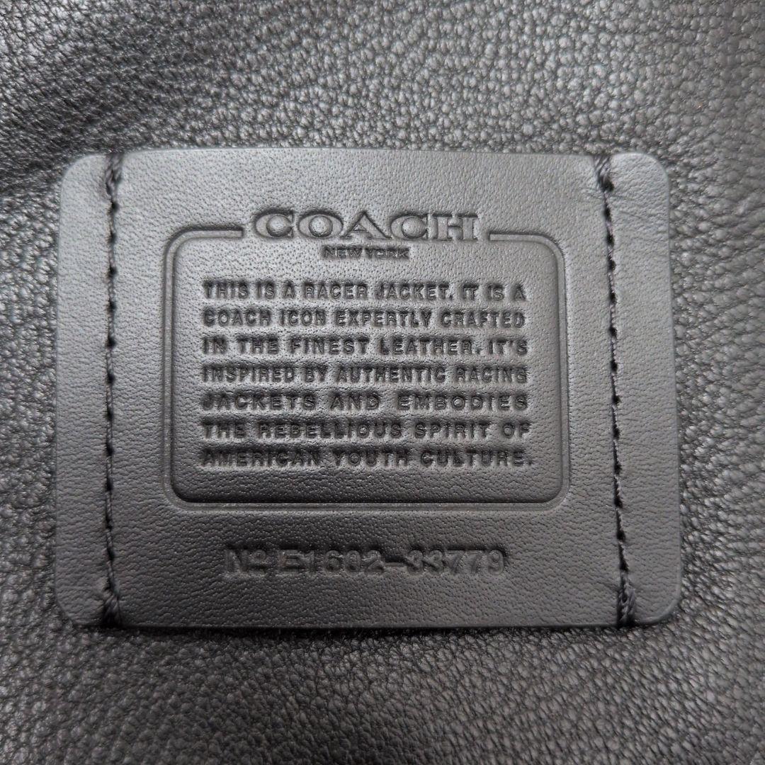 【未使用保管品 カバー付き】コーチ　ライダースジャケット　ラム　シグネチャー　黒