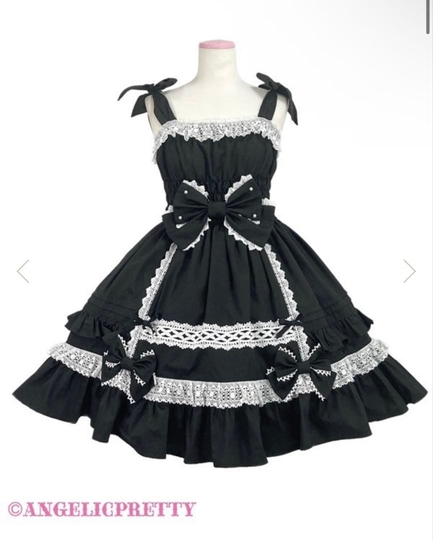 Angelic Pretty リボンシャーリングジャンパースカート