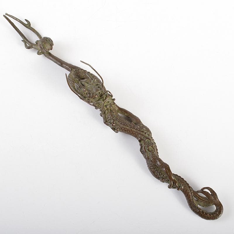 eyeknow74　金工名品　古銅宣徳銅　龍　筆架　置物　C　6941E