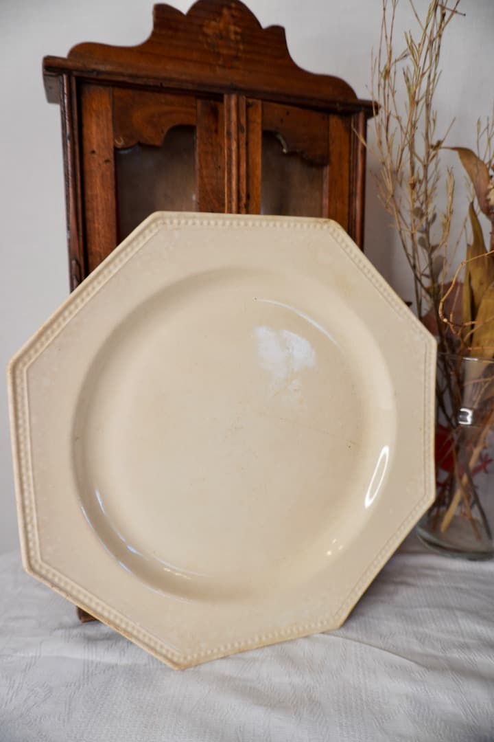 フランス アンティーク クレイユモントロー オクトゴナルプレート 陶器 平皿④
