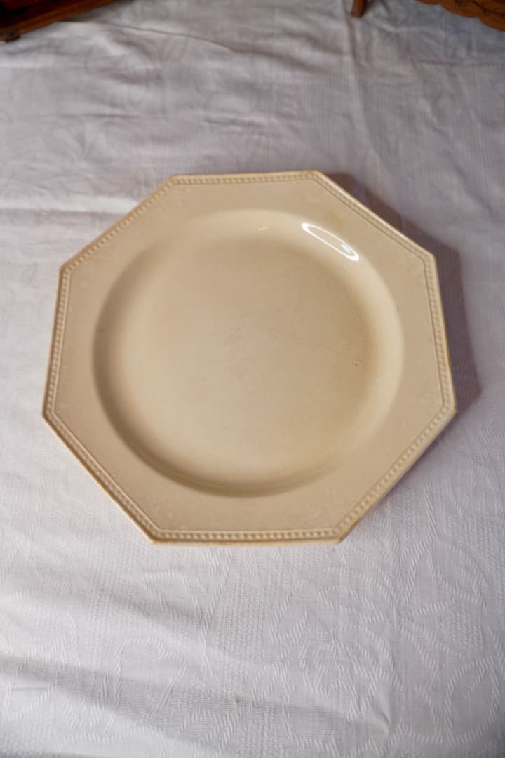 フランス アンティーク クレイユモントロー オクトゴナルプレート 陶器 平皿④