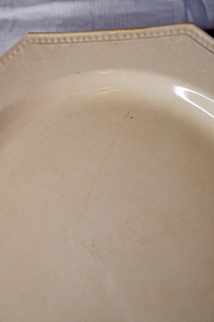 フランス アンティーク クレイユモントロー オクトゴナルプレート 陶器 平皿④