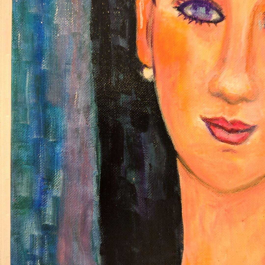 キャンバス油絵　専用　ショートヘアーのパリの女性　モディリアーニ　名画オマージュ