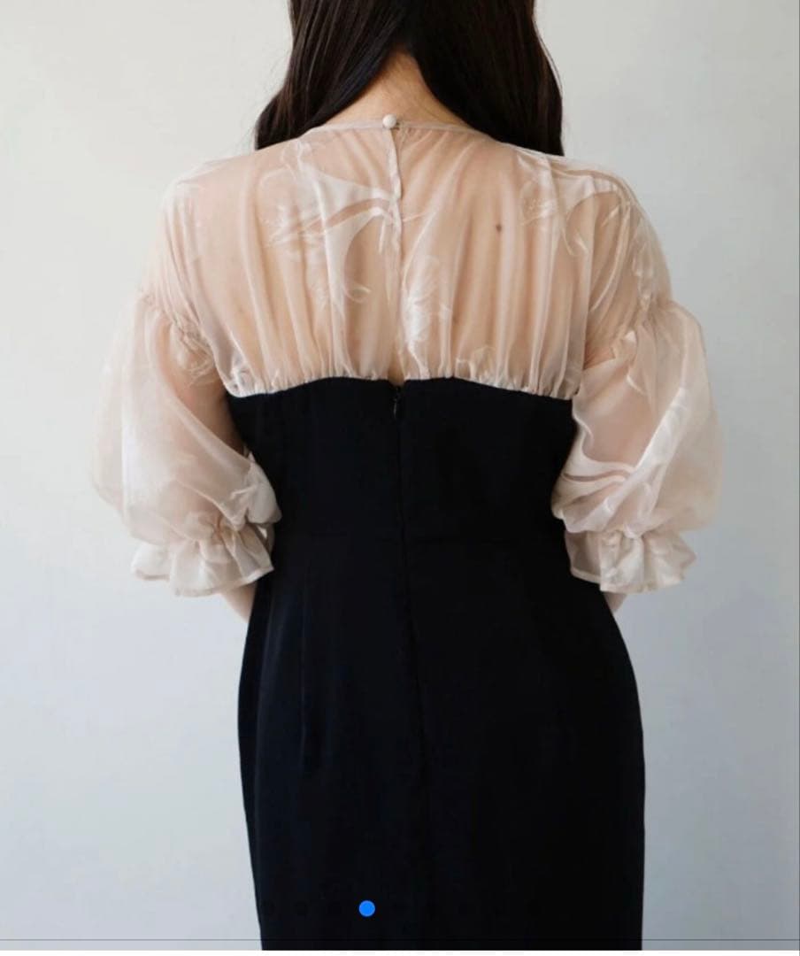 acka sheerpuffdress シアーパフドレス 黒 ブラック