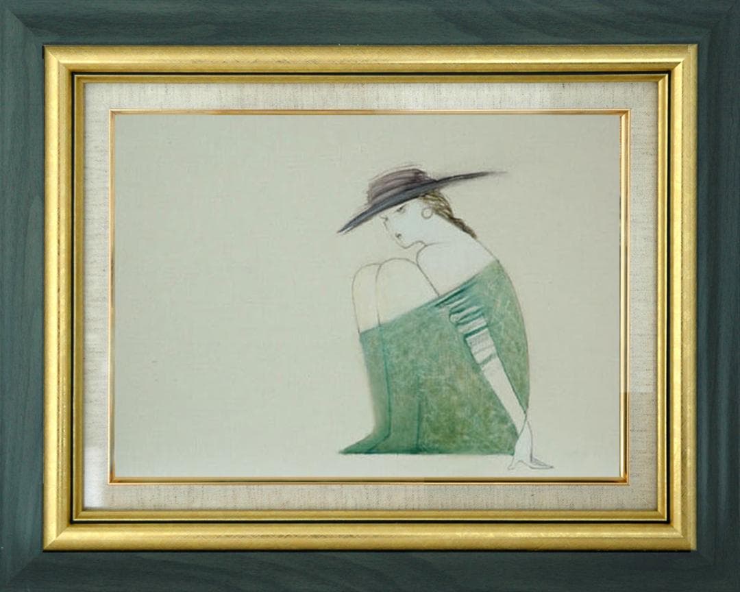 油絵 菅家令子 絵 絵画 インテリア 額付(銀) F4-072012 人物 女性