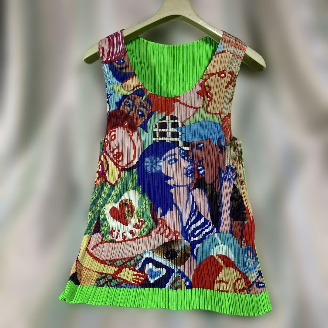 PLEATS PLEASE カラフルタンクトップ