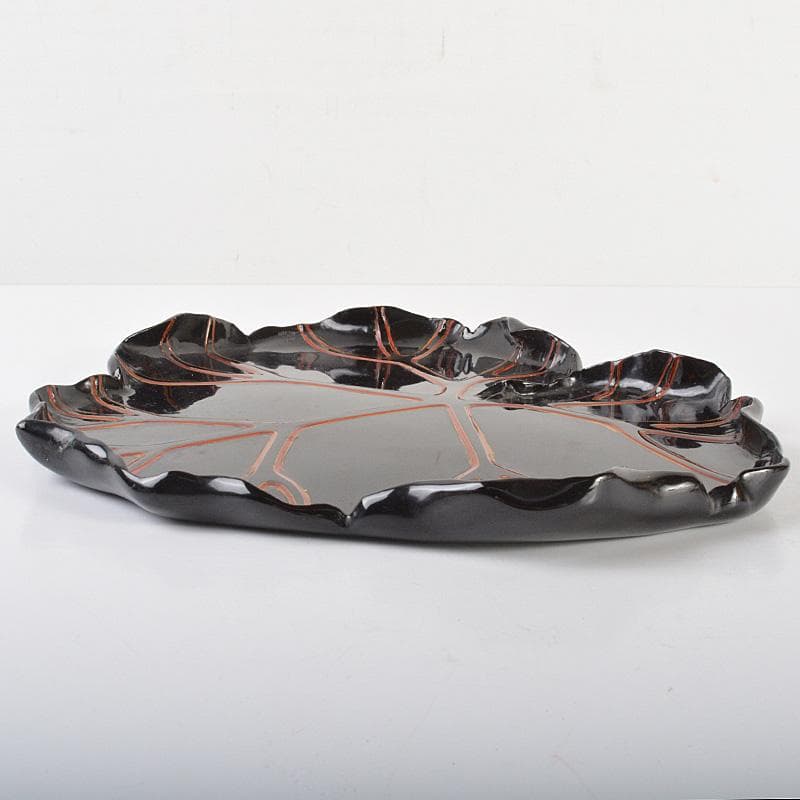 煎茶道具　黒漆塗　葉盆　煎茶盆　香盆　在銘　C　R6776