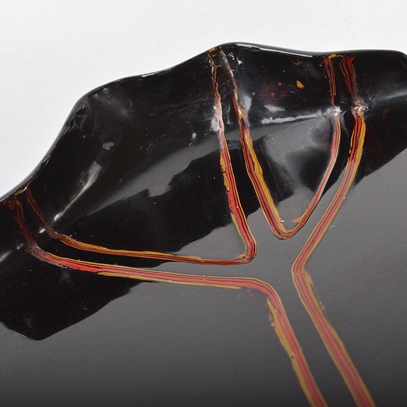 煎茶道具　黒漆塗　葉盆　煎茶盆　香盆　在銘　C　R6776