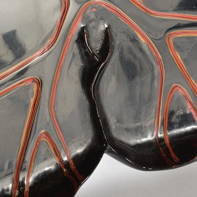 煎茶道具　黒漆塗　葉盆　煎茶盆　香盆　在銘　C　R6776