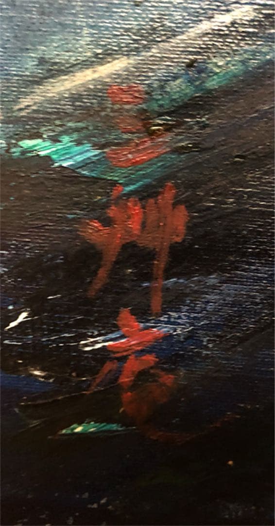 絵画 油絵 幻想的な 青富士 在銘 F10 時代