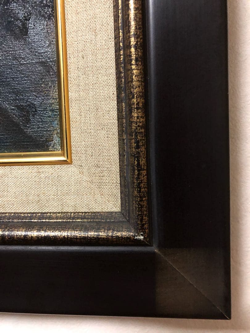 絵画 油絵 幻想的な 青富士 在銘 F10 時代