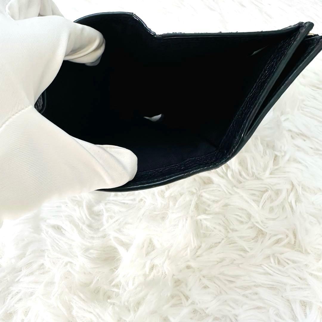 【美品】TORY BURCH 三つ折り財布 シボ革 黒