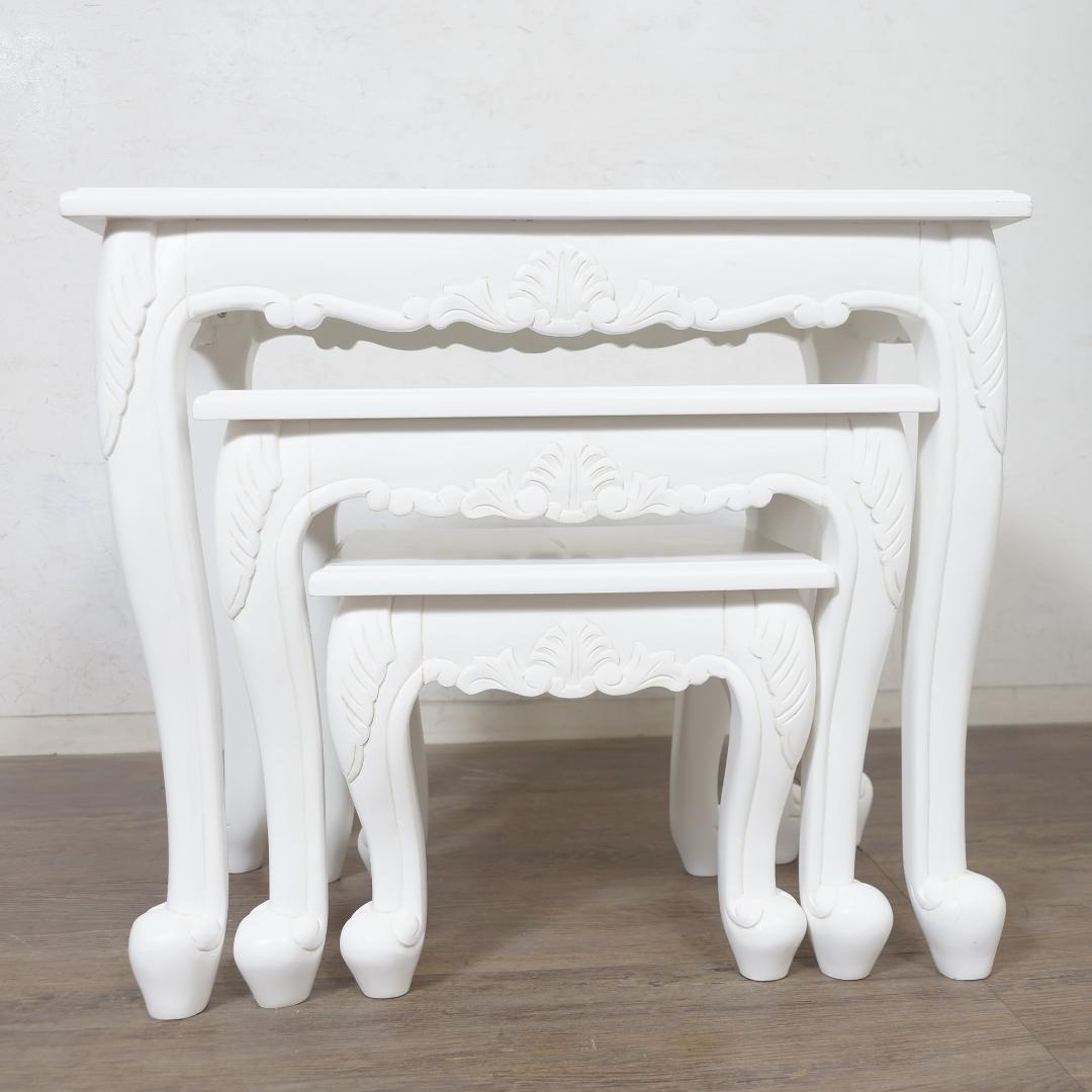 あるる　ヴィオレッタシリーズ　ネストテーブルセットアンティークホワイト