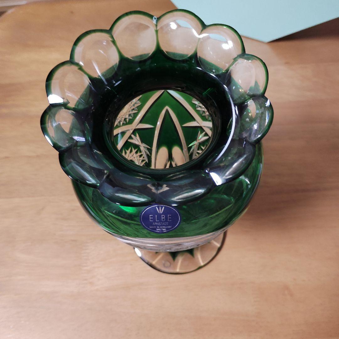 【未使用に近い】ELBE Crystal (エルベクリスタル)花瓶フラワーベース