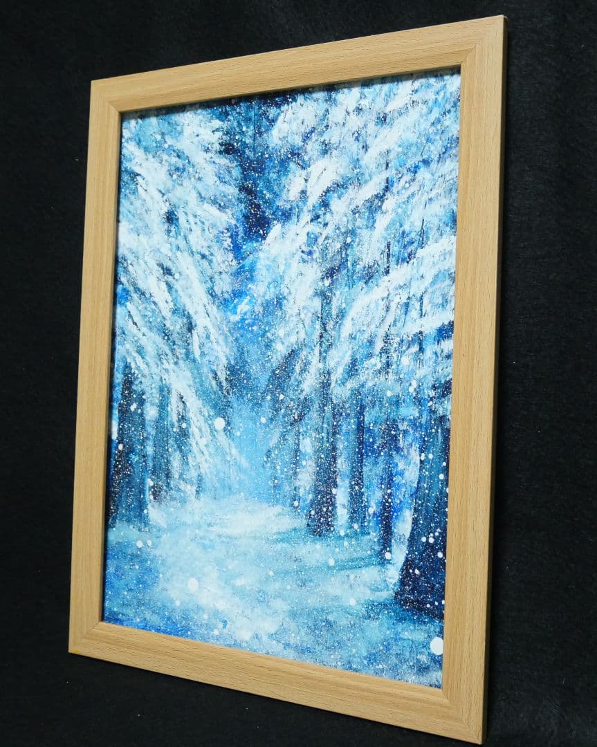油絵 油彩 絵画 【森の冬】