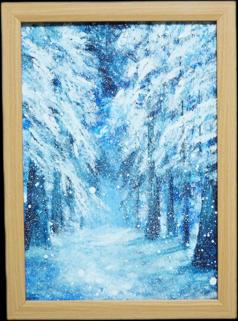 油絵 油彩 絵画 【森の冬】