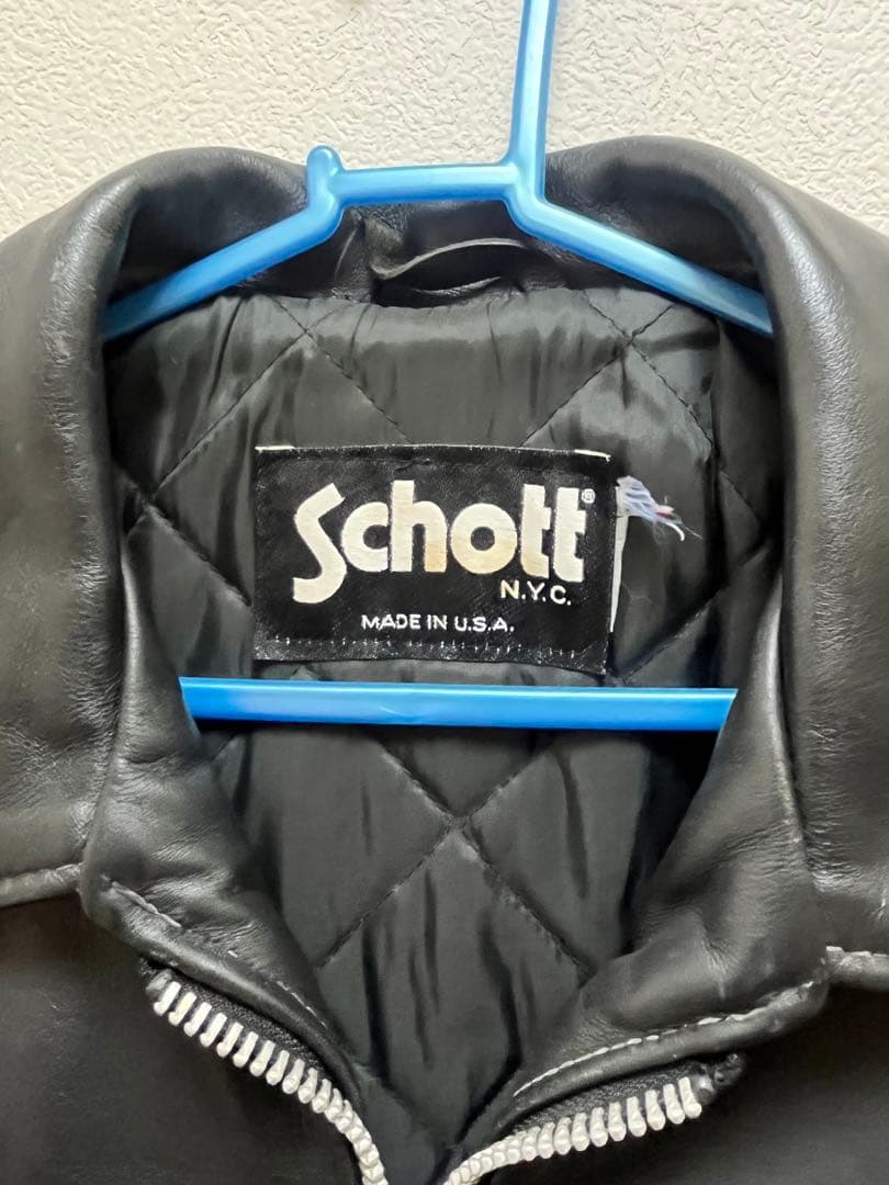 90's Schott トラッカージャケット 黒　USA製　レザージャケット