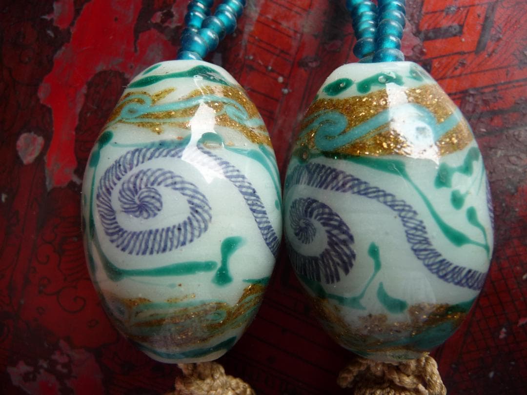 江戸ガラス　風鎮　大玉　伝統文様