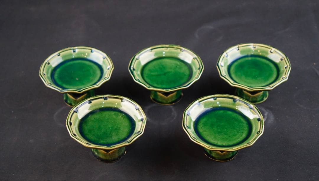 総織部高台皿 ５客揃 幸兵衛窯 加藤卓男