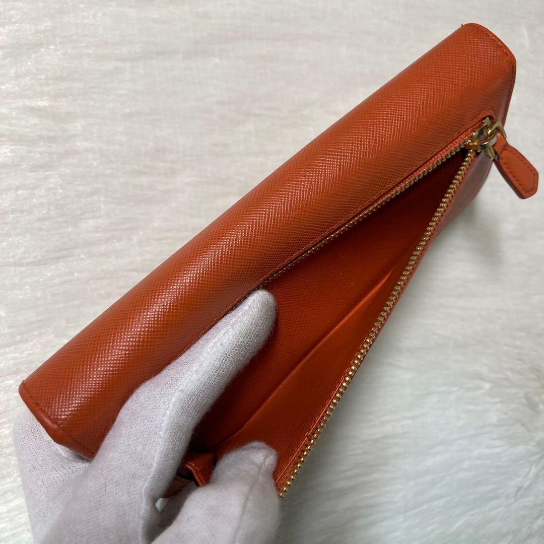早い者勝ち　PRADA プラダ　長財布　二つ折り　サフィアーノ　橙　付属品