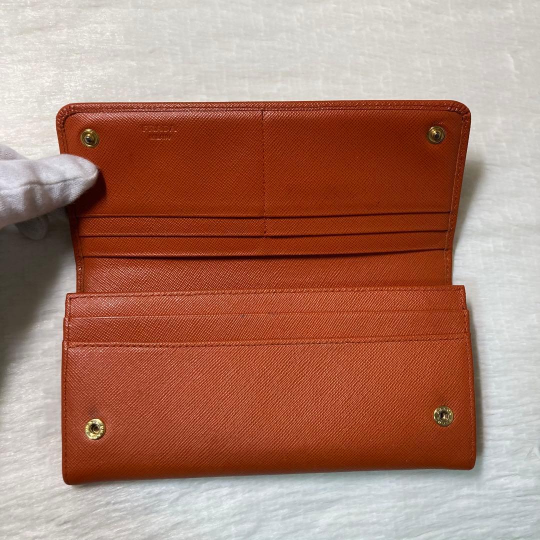 早い者勝ち　PRADA プラダ　長財布　二つ折り　サフィアーノ　橙　付属品