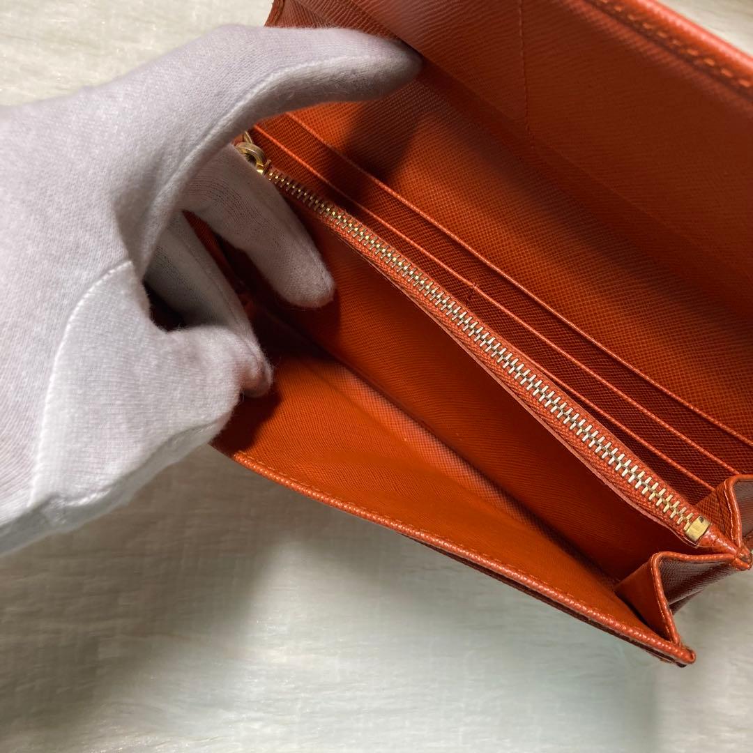 早い者勝ち　PRADA プラダ　長財布　二つ折り　サフィアーノ　橙　付属品