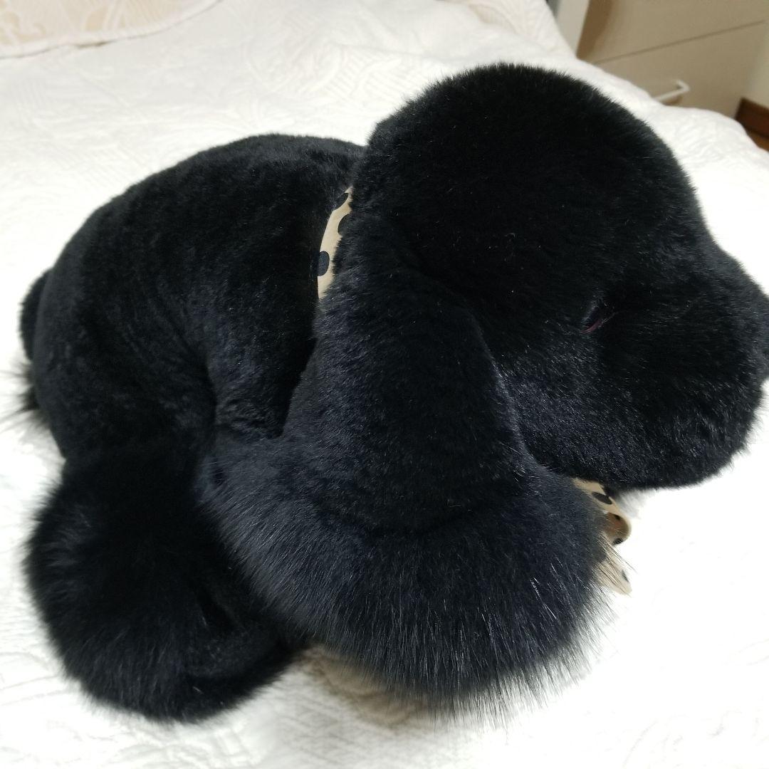 リアルファー　フォックス　レキッシュ　ブラック　犬ぬいぐるみ