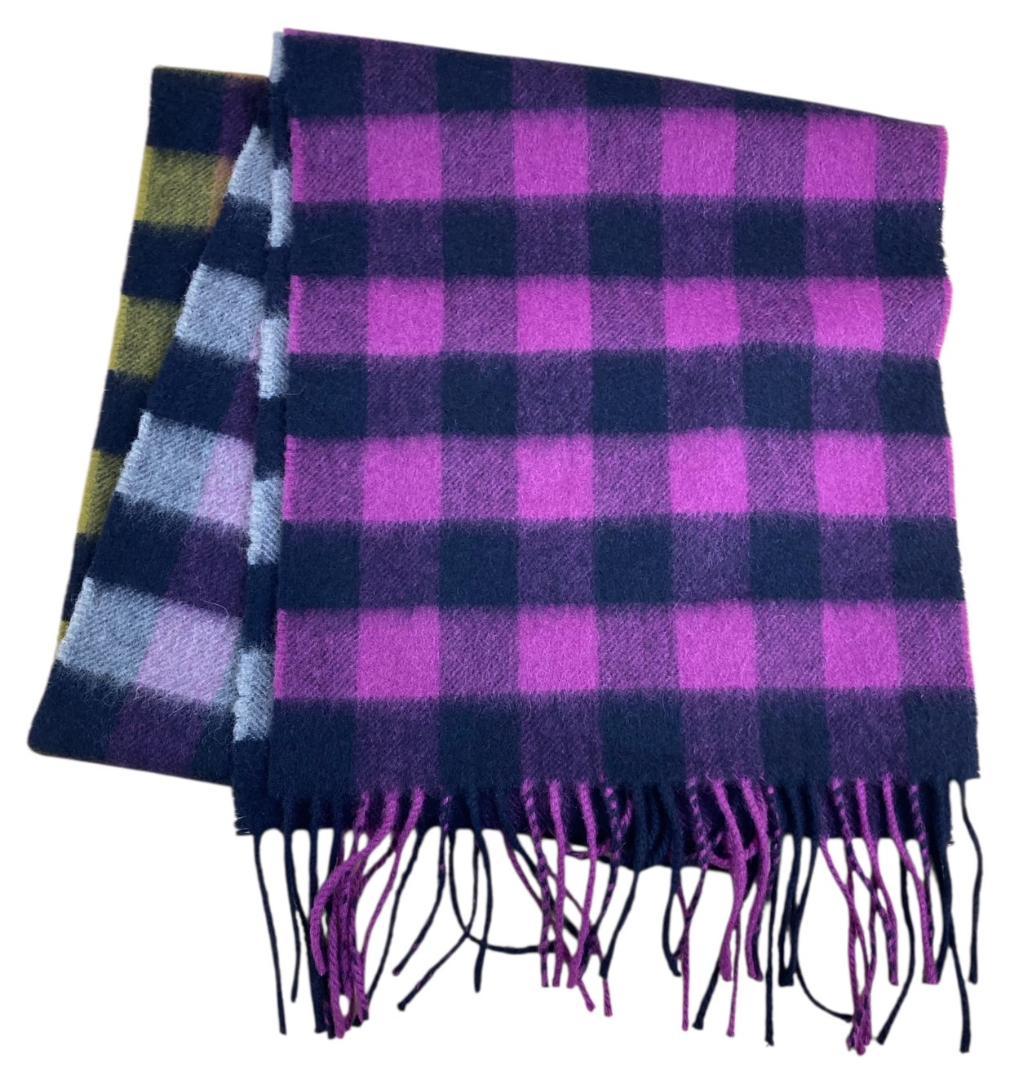 ★美品★ジョンストンズ スコットランド製 カシミヤ100％チェックマフラー