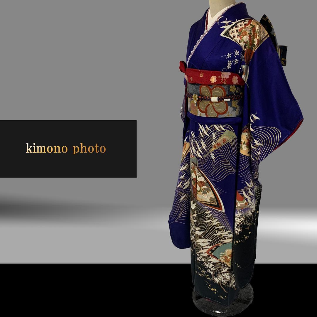 【未使用】正絹【極上逸品】振袖6点フルセット【金彩手描き 友禅染め】トールサイズ