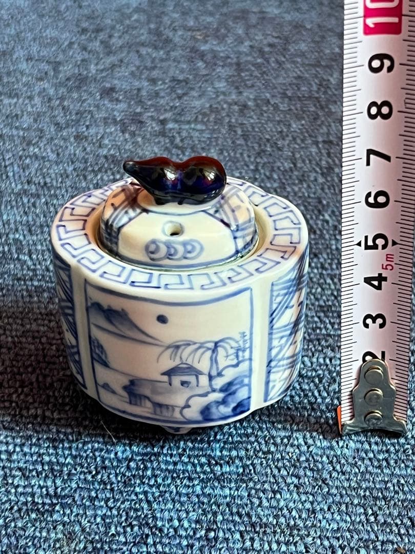 1001 中国　骨董　道八　染付　瓢箪香炉　時代物