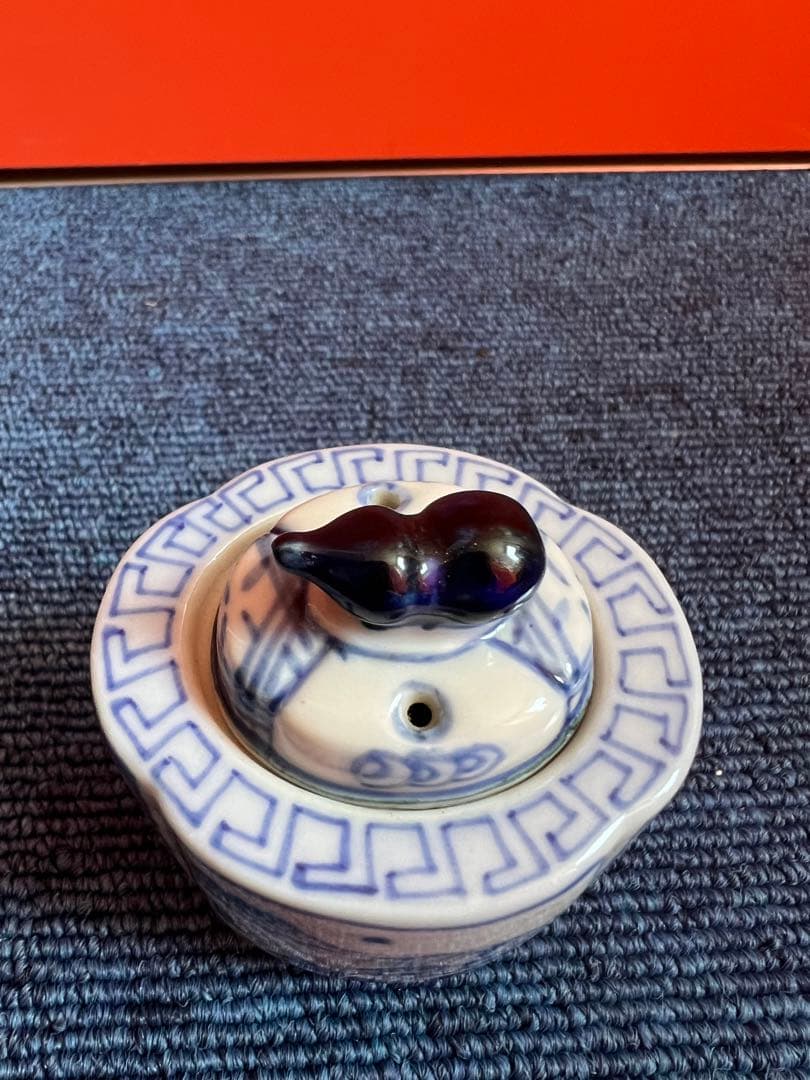 1001 中国　骨董　道八　染付　瓢箪香炉　時代物