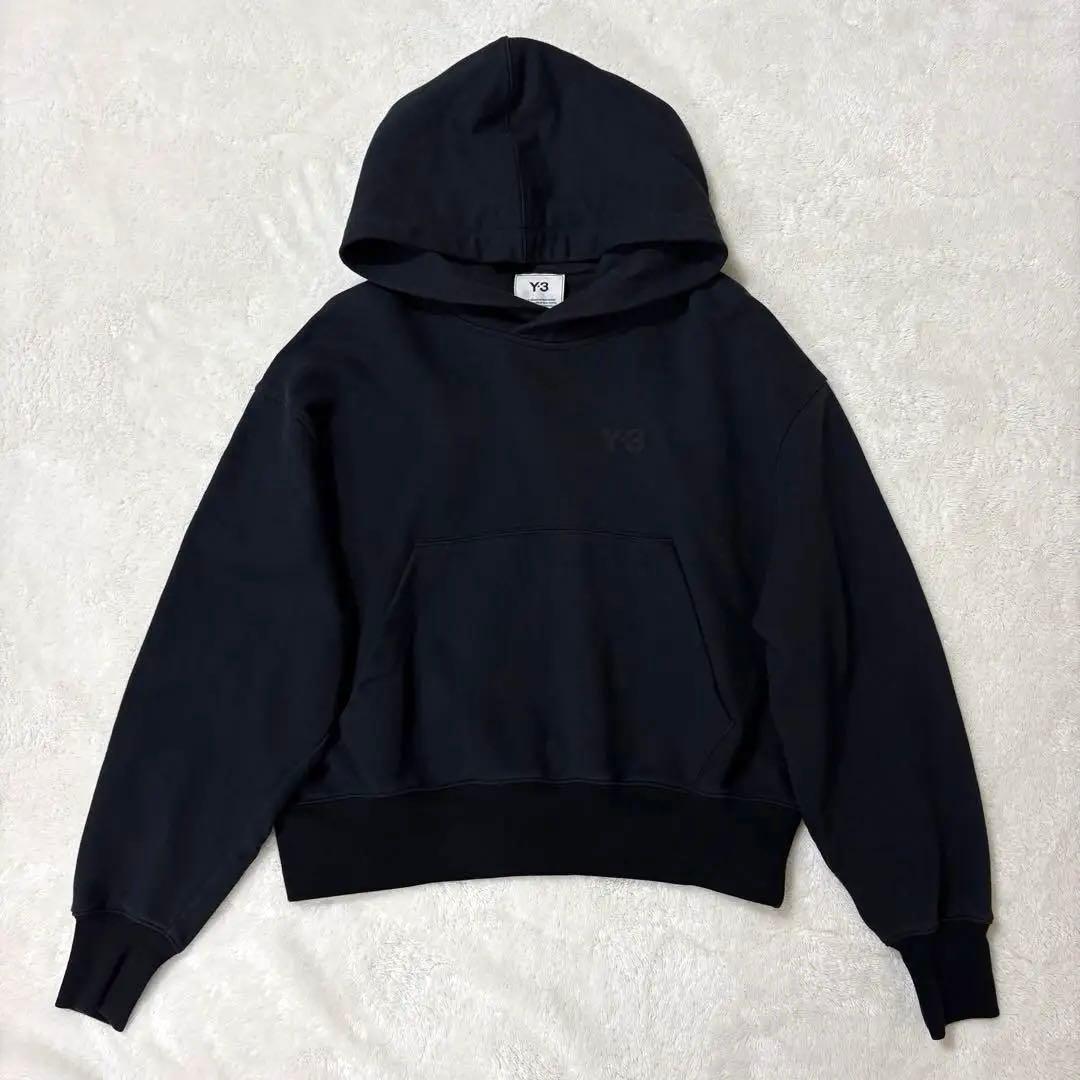 Y-3 ロゴ フーディ パーカー ブラック サイズ50 ワイドシルエット　短丈