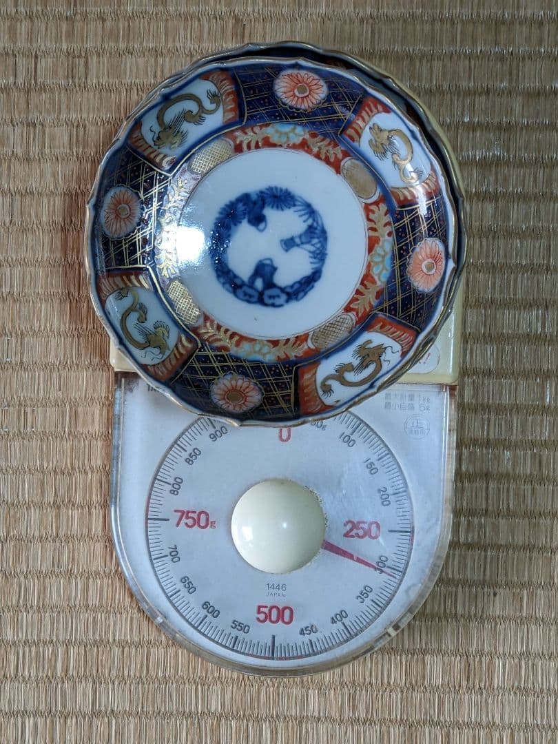 ♦江戸時代古伊万里 大明成化年製 染付金襴手 吉祥文 輪花豆皿 四枚組み 骨董品