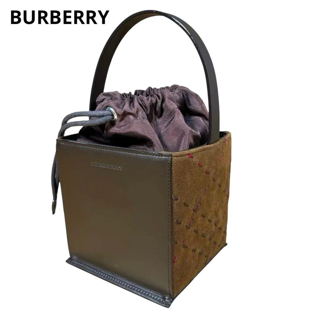 【極美品】希少　バーバリー　ブラウン スクエア　ハンドバッグ　レザー