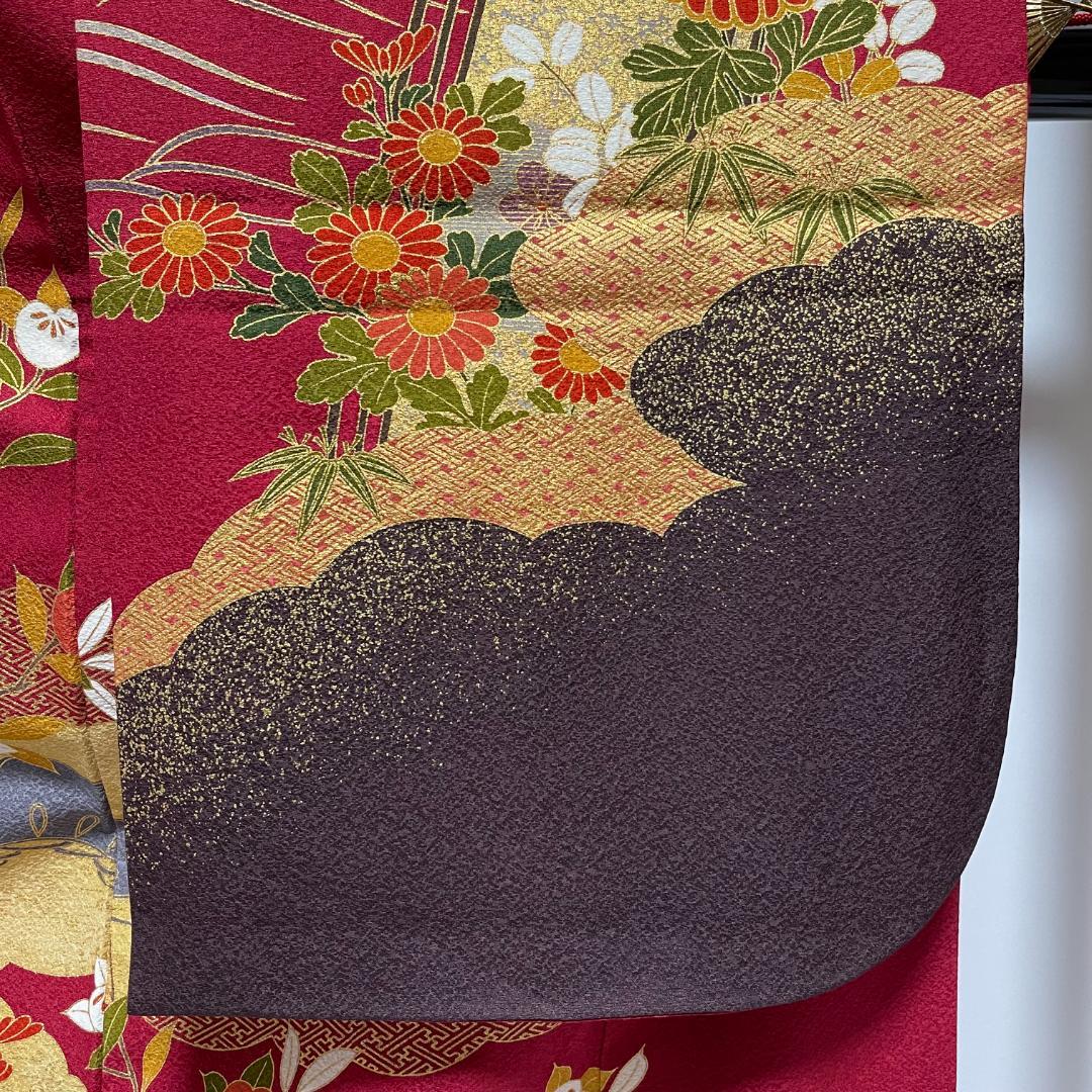 【新品未使用・仕立上・正絹】振袖－３＜さが美・耐油水加工済＞丈１５８㎝　裄６５㎝