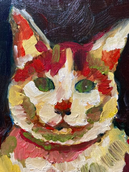 油彩画　猫