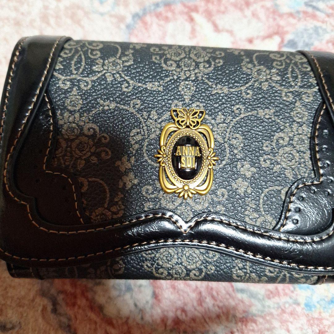 クリスマス限定 ANNA SUI 二つ折り財布 ブラック/ゴールド