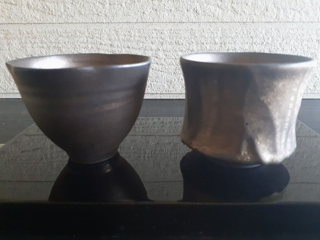 tacera 高橋 泰明 作 ぐい呑 ダークグレー陶器茶碗2個組