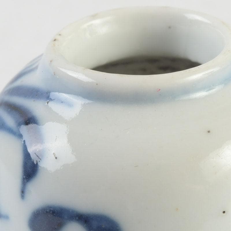 茶道具　伊万里焼　古染付　花草文　茶入　時代箱付　V　9309