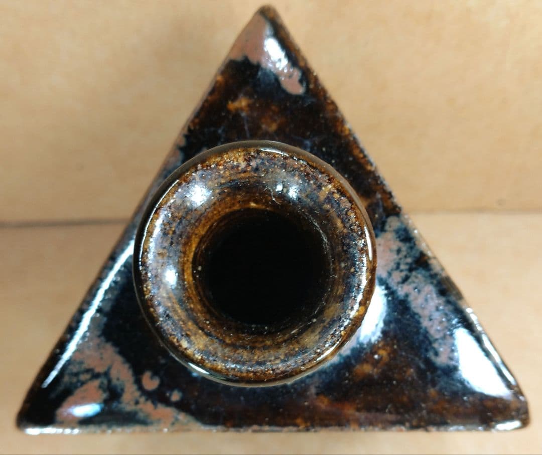 フランスラフ【本物保証】島岡達三 象嵌三角壷 共箱 人間国宝:民芸陶器