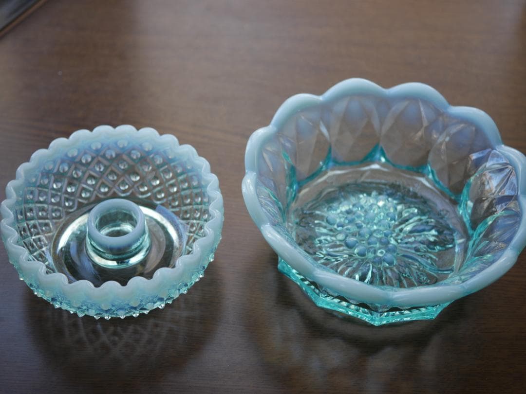 フェントン１９４９年ブルーオパールセント ダイアモンドレース キャンドルスタンド