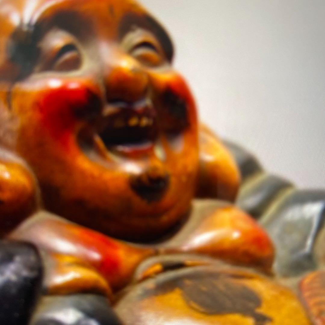 古陶彩色備前布袋様　時代骨董品収集家出品