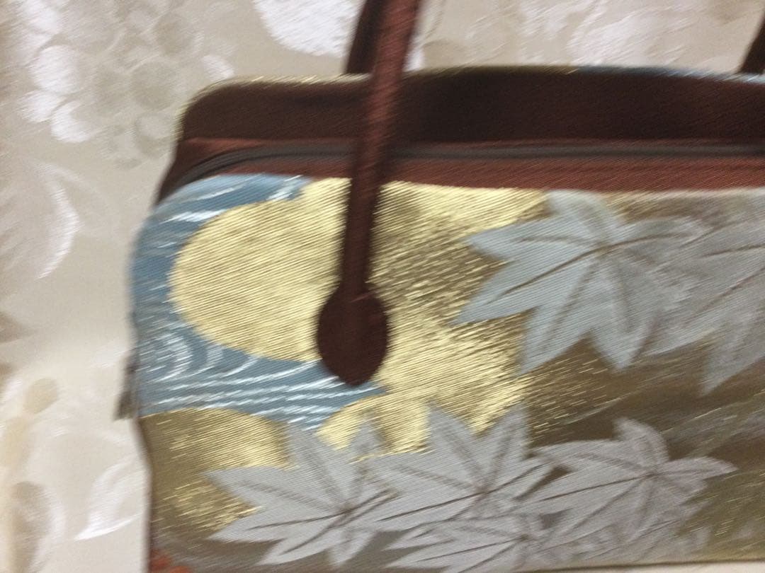 利休バッグ 菊　紅葉柄