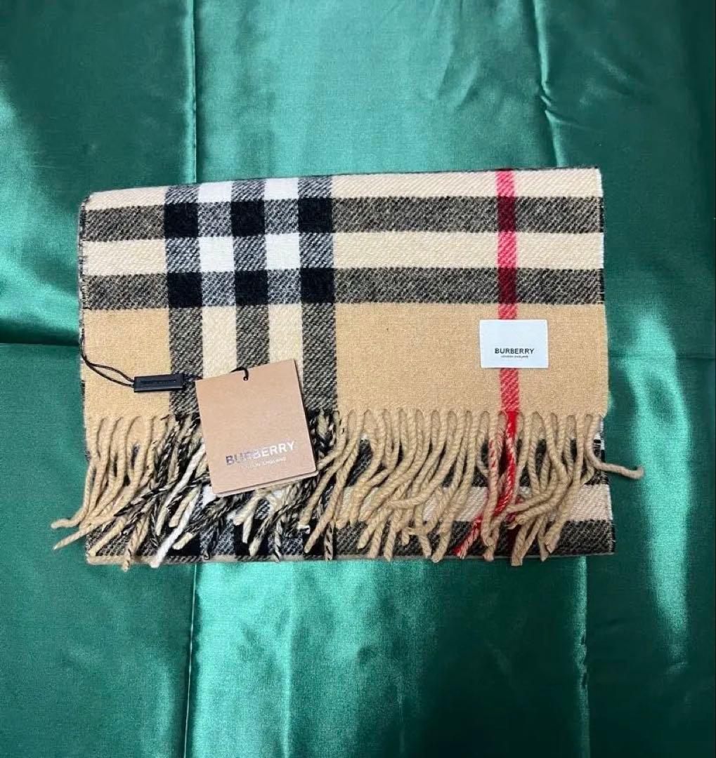 BURBERRY チェック柄 ロゴ リバーシブル マフラー